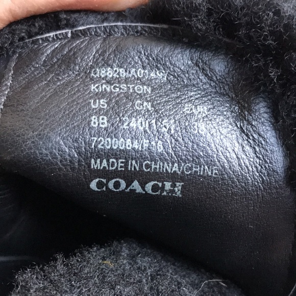 Coach size 8B Wedge Bootie Kingston black suede fun fur wedge heel bootie turn k - Picture 13 of 13